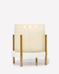 Mixed Material Pedestal 3-Wick Candle Holder