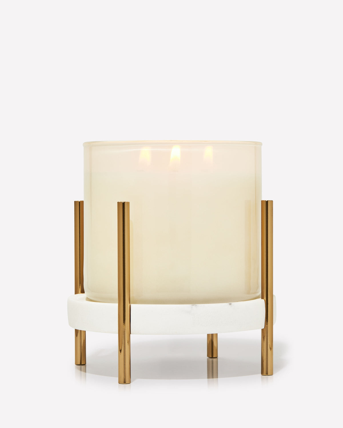 Mixed Material Pedestal 3-Wick Candle Holder