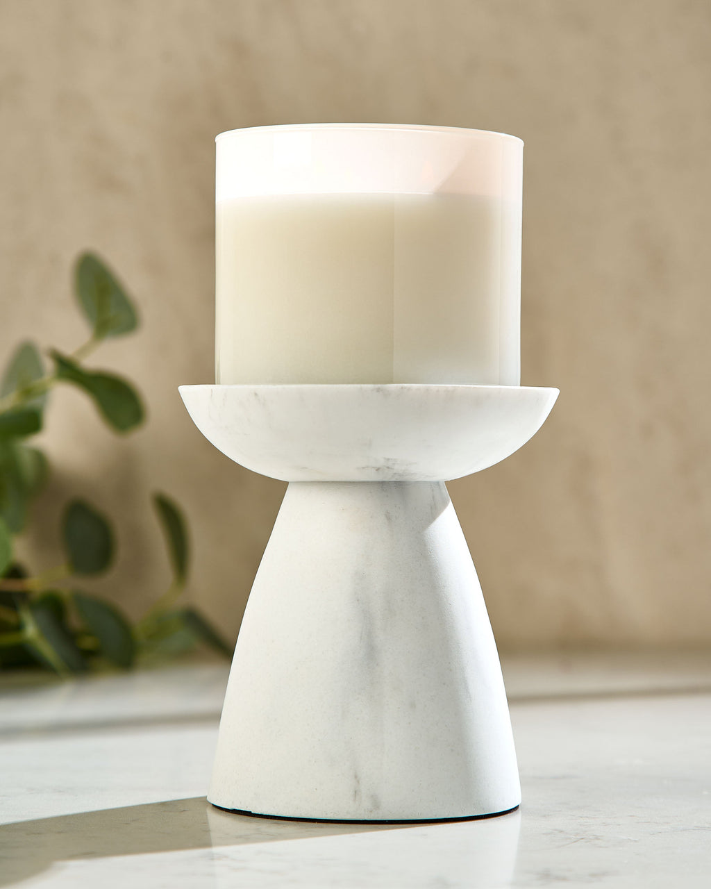 Marble Pedestal 3-Wick Candle Holder image 2