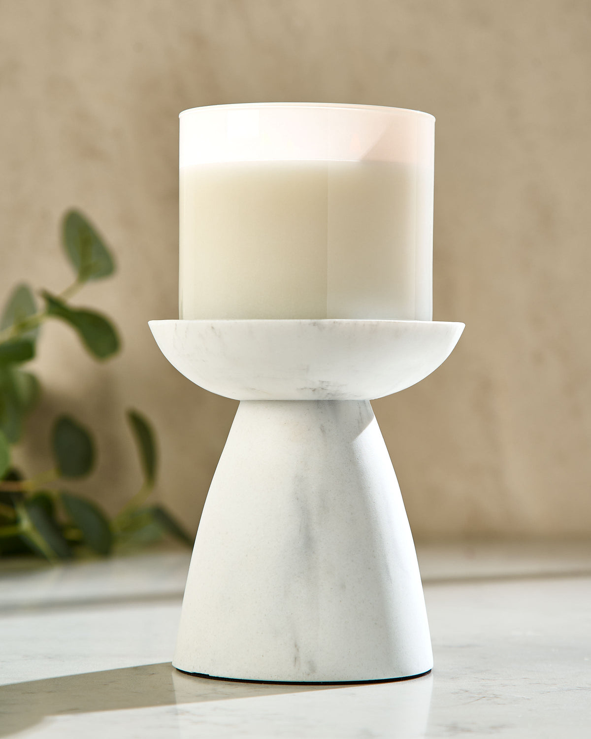 Marble Pedestal 3-Wick Candle Holder image 2