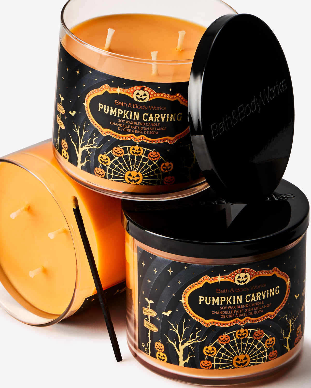 Pumpkin Carving 3-Wick Candle image 2
