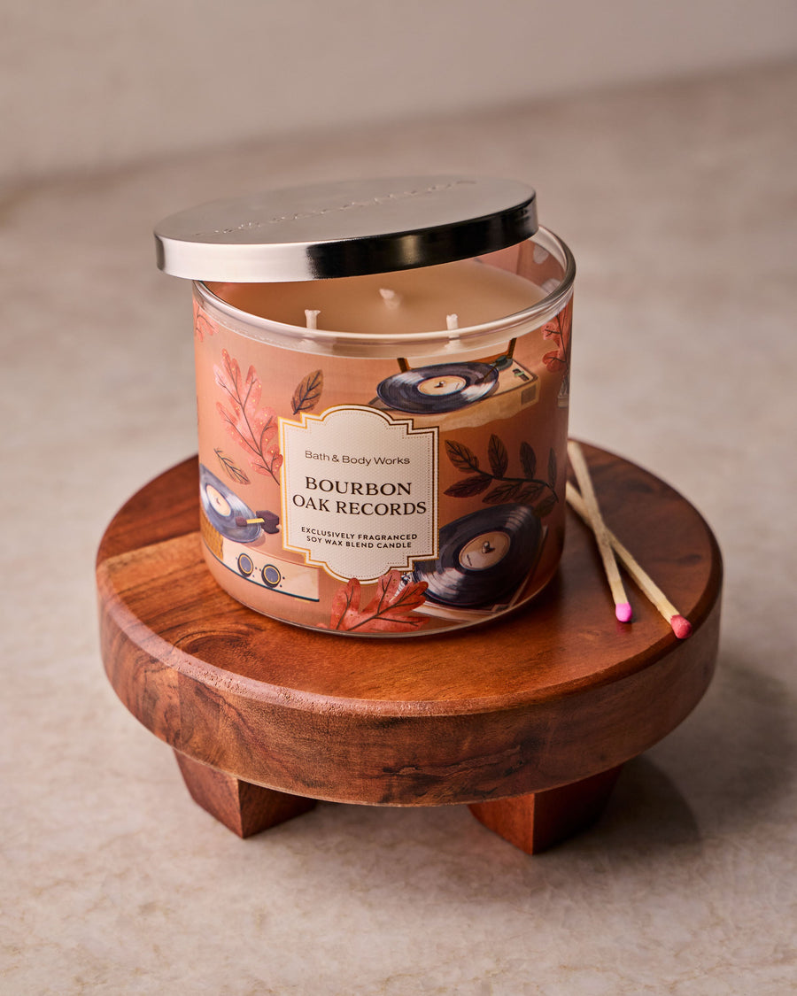 Bourbon Oak Records 3-Wick Candle image 3