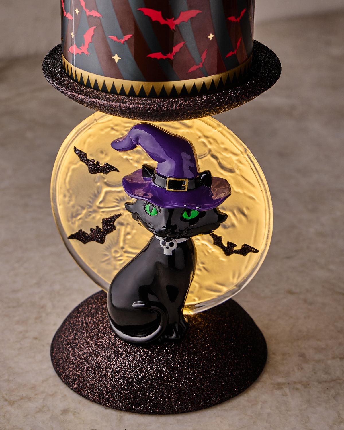 Light-up Cat and Moon Pedestal 3-Wick Candle Holder image 2