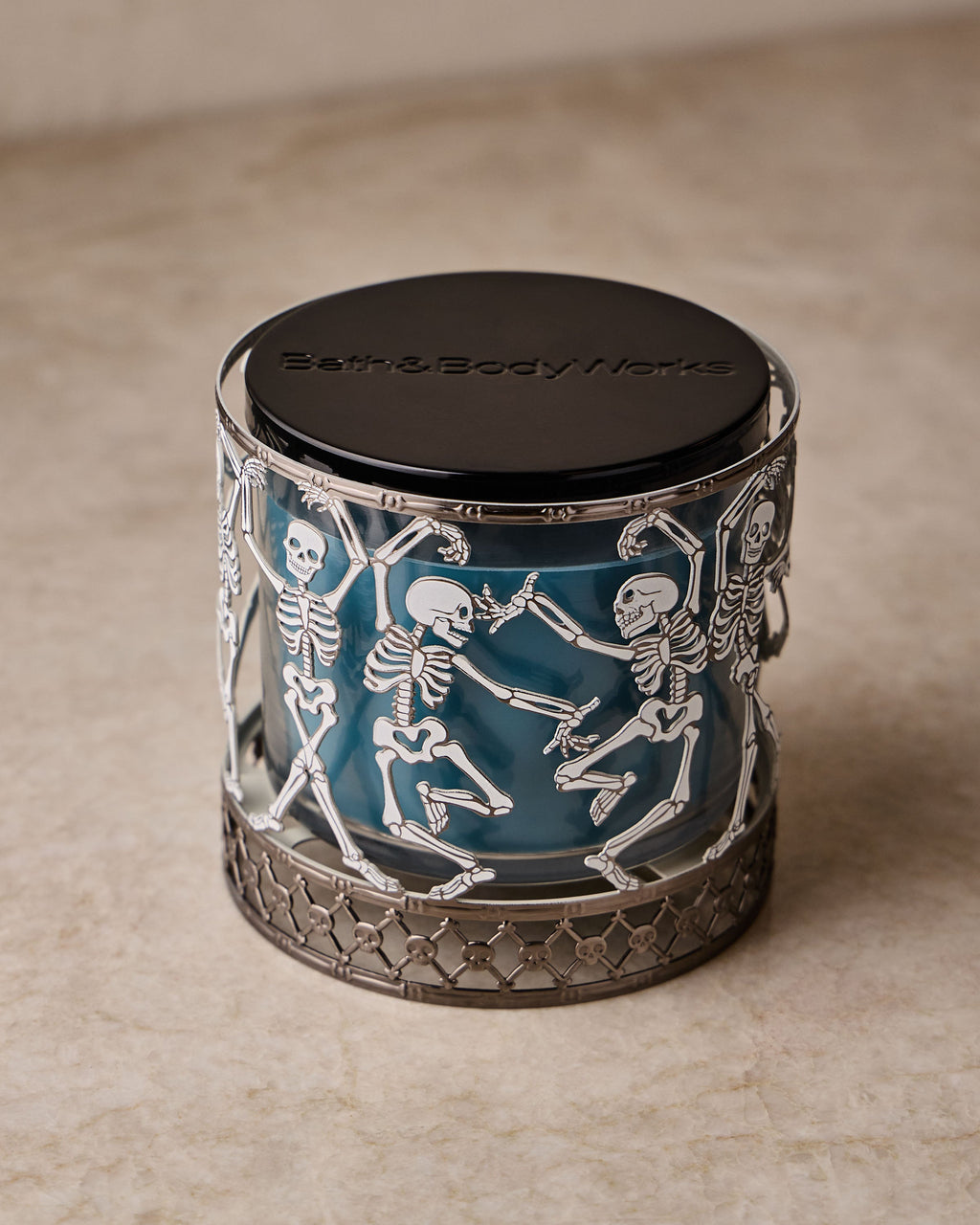 Glow-in-the-Dark Dancing Skeleton 3-Wick Candle Holder image 2