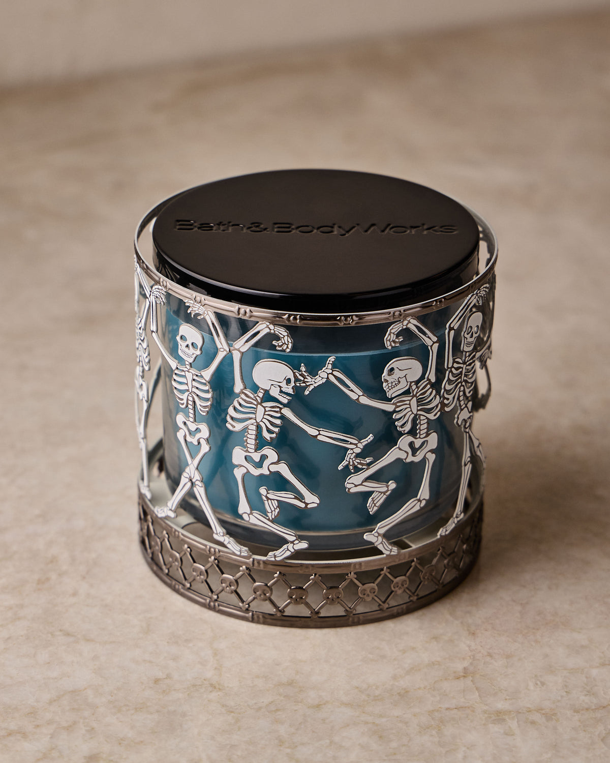Glow-in-the-Dark Dancing Skeleton 3-Wick Candle Holder image 2