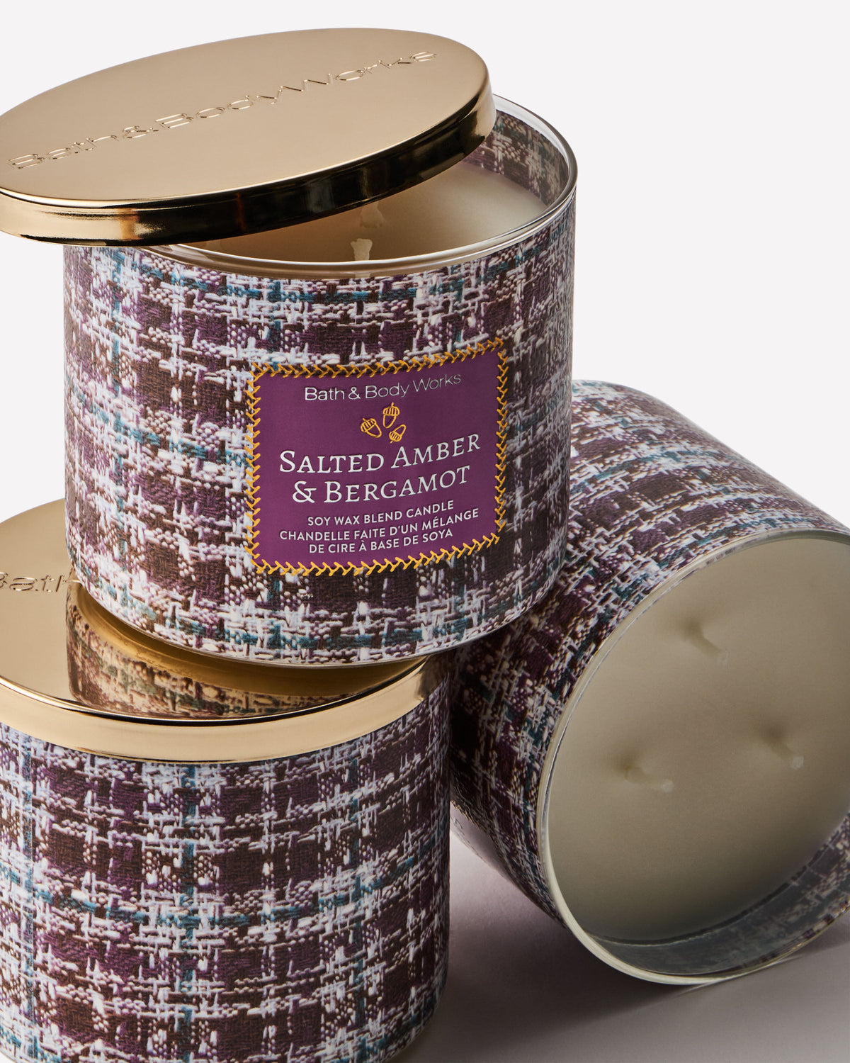 Salted Amber & Bergamot 3-Wick Candle image 2