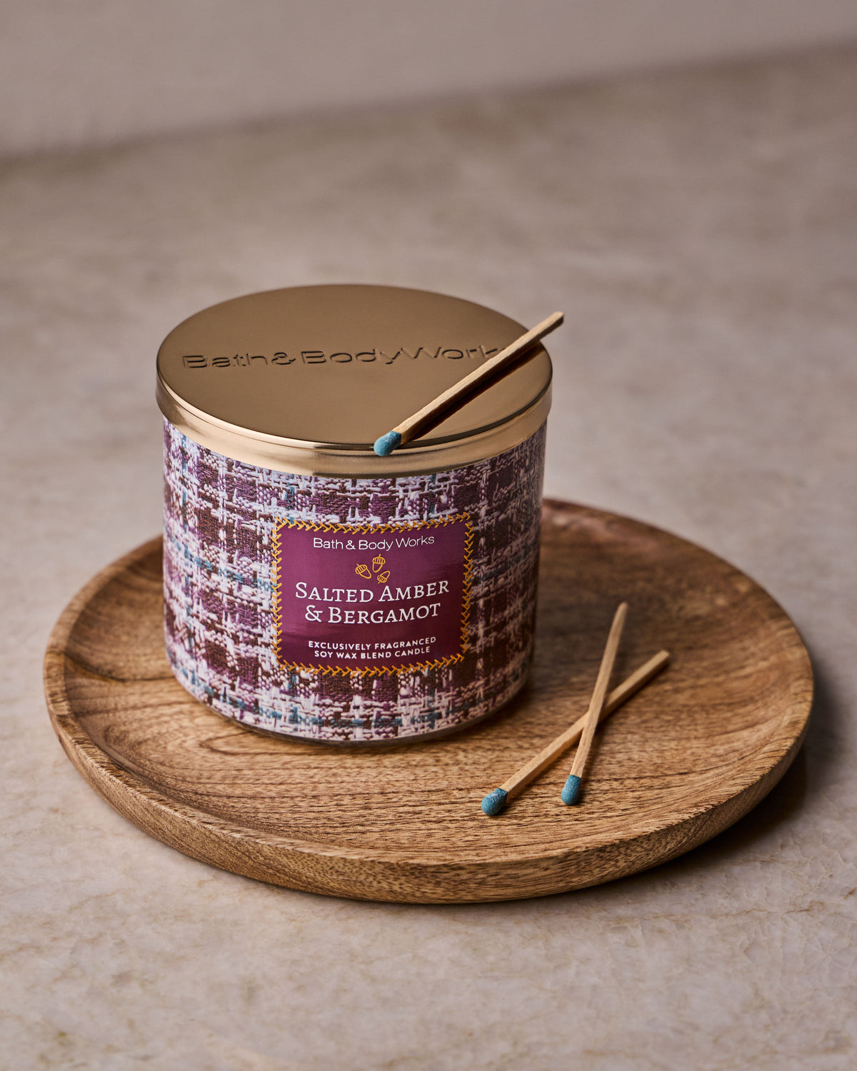 Salted Amber & Bergamot 3-Wick Candle image 3