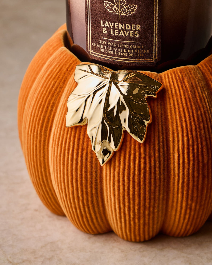 Orange Corduroy Pumpkin 3-Wick Candle Holder image 2