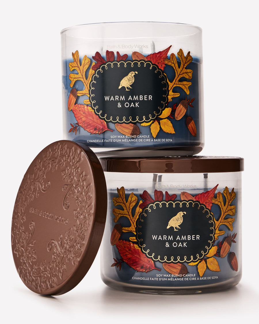 Warm Amber & Oak 3-Wick Candle image 2