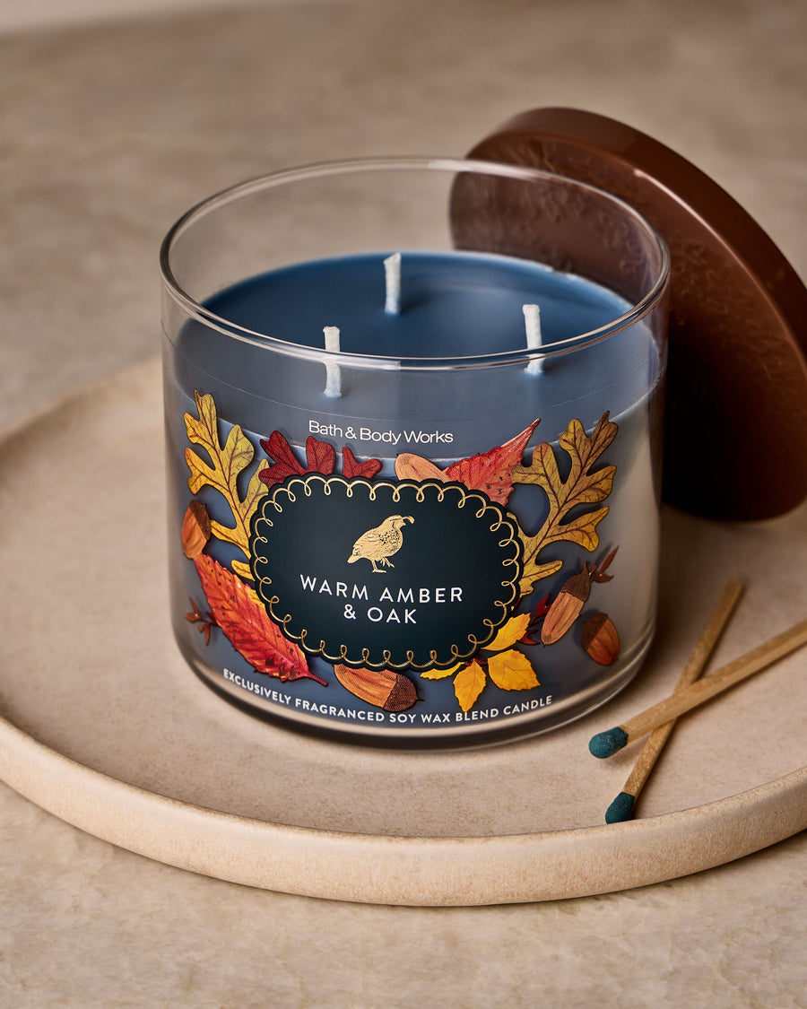 Warm Amber & Oak 3-Wick Candle image 3